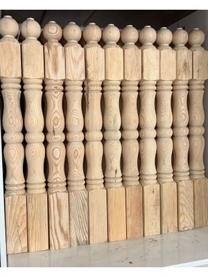 Ahşap Merdiven Baba – 95 cm Çam Dekoratif Başlangıç ve Bitiş Direği (15’li Set)