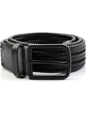 Siyah Örgü Leather Erkek Kemer U08657171203