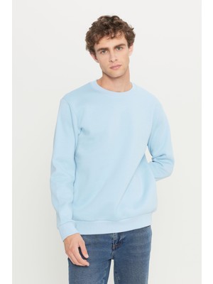 Altınyıldız Classics Erkek Açık Mavi Standart Fit Normal Kesim Içi Polarlı 3 Iplik Bisiklet Yaka Pamuklu Sweatshirt
