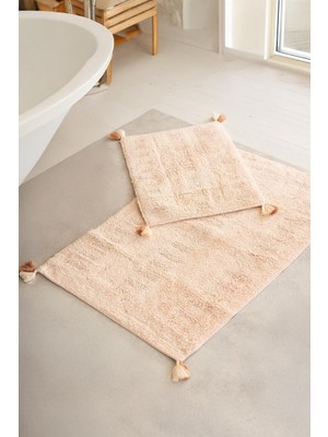 İrya Togo 2’li Takım Püsküllü Banyo Paspası %100 Pamuk 40x60 + 60x90 Somon