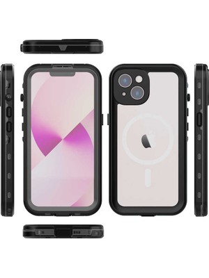 iPhone 14 Plus Uyumlu 1-1 Su Geçirmez Kılıf-Siyah