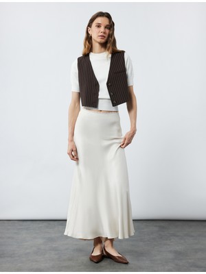 Regular Fit Midi Boy Balık Kesim Saten Etek