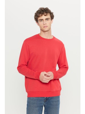 Altınyıldız Classics Erkek Kırmızı Standart Fit Normal Kesim Içi Polarlı 3 Iplik Bisiklet Yaka Pamuklu Sweatshirt