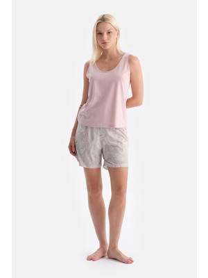 Kalın Askılı Şortu Baskılı Atlet Şort Takım