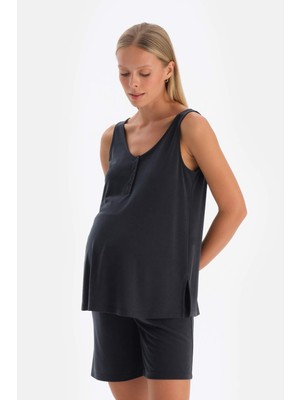 Siyah Modal Yarım Patlı Hamile Atlet