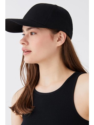 Kadın Siyah Gabardin Basic Kep Şapka