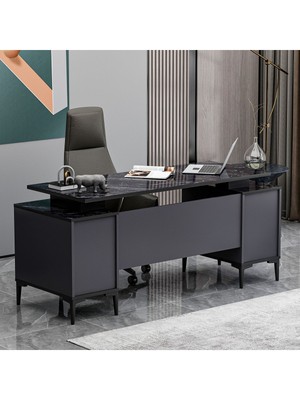 Branco Ofis Masası Antrasit Royal Mermer (Sandalye Dahil Değildir)