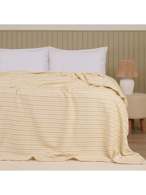 Evidea Soft Solea Tek Kişilik Pike - Ekru / Hardal - 180X240 cm