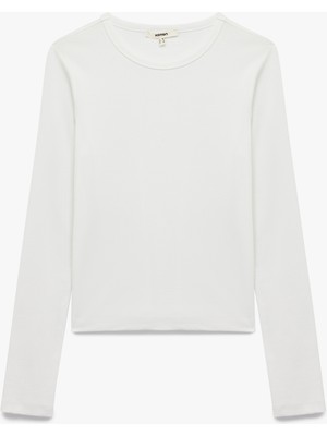 Pamuklu Slim Fit Uzun Kollu Bisiklet Yaka Basic Tişört