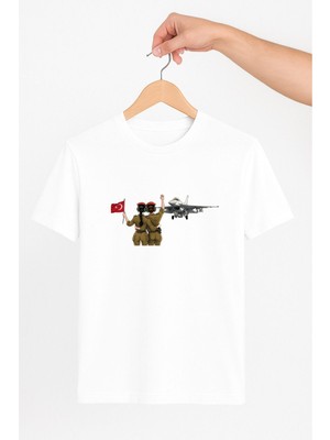 Vecihi Geliyor Jet Selamlayan Askerler Unisex Tshirt Pilot - Havacı - Uçak Tutkunu