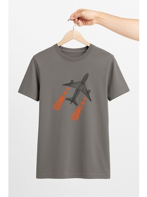 Vecihi Geliyor Çizgisel Uçak Unisex Tshirt Pilot - Havacı - Uçak Tutkunu