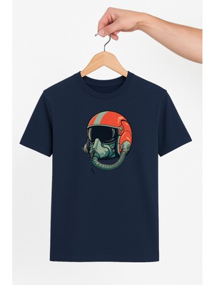 Vecihi Geliyor Pilot Kask Tasarım Unisex Tshirt Pilot - Havacı - Uçak Tutkunu