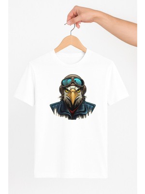 Vecihi Geliyor Kartal Pilot Silüeti Unisex Tshirt Pilot - Havacı - Uçak Tutkunu