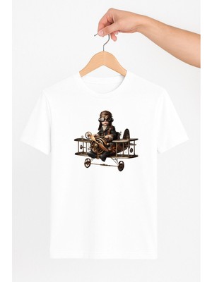 Vecihi Geliyor Nostalji Uçak ve Çocuk Pilot Unisex Tshirt Pilot - Havacı - Uçak Tutkunu