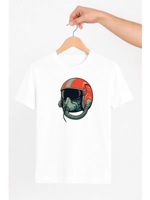 Vecihi Geliyor Pilot Kask Tasarım Unisex Tshirt Pilot - Havacı - Uçak Tutkunu