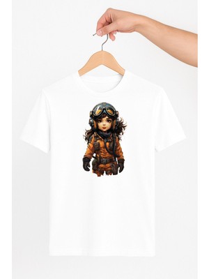 Vecihi Geliyor Kız Çocuk Pilot Tasarım Unisex Tshirt Pilot - Havacı - Uçak Tutkunu