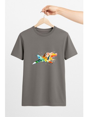 Vecihi Geliyor Renkli Jet Uçak Unisex Tshirt Pilot - Havacı - Uçak Tutkunu