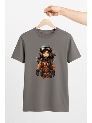 Vecihi Geliyor Kız Çocuk Pilot Tasarım Unisex Tshirt Pilot - Havacı - Uçak Tutkunu