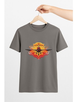Vecihi Geliyor Kızıl Ateş Uçak Tasarım Unisex Tshirt Pilot - Havacı - Uçak Tutkunu