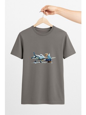 Vecihi Geliyor Uçak ve Kadın Pilot Unisex Tshirt Pilot - Havacı - Uçak Tutkunu