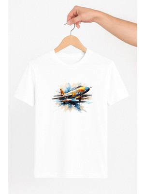 Vecihi Geliyor Renkli Jet Uçak Unisex Tshirt Pilot - Havacı - Uçak Tutkunu