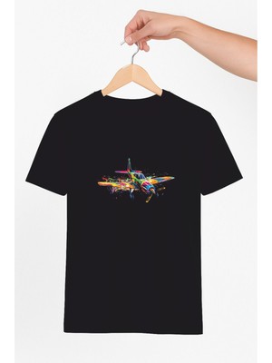 Vecihi Geliyor Renkli Pervaneli Uçak Unisex Tshirt Pilot - Havacı - Uçak Tutkunu