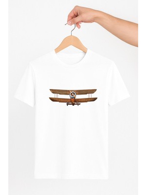 Vecihi Geliyor Nostalji Çift Kanat Uçak Tasarım Unisex Tshirt Pilot - Havacı - Uçak Tutkunu