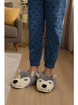 Kurt Figürlü Peluş Panduf Ev Pandufu Unisex Panduf