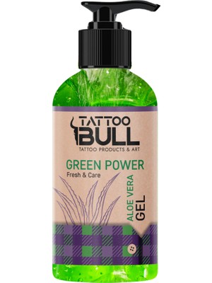 TattooBull Green Power Stencil Gel Dövme Transfer Jeli – Aloe Vera Özlü (240 ml)