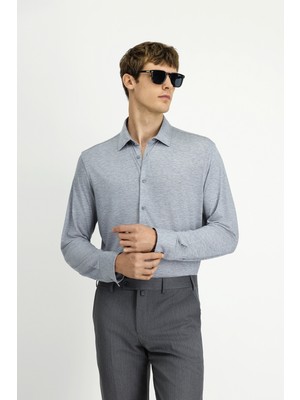 Uzun Kol Regular Fit Örme Spor Gömlek