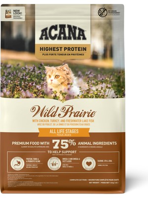 Acana Wild Prairie Tavuklu ve Göl Balıklı Tahılsız Kedi Maması 1.8 kg