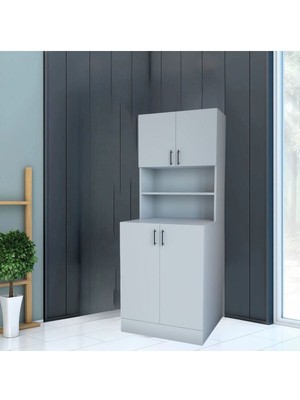 Moda Çamaşır Makinesi Dolabı, Kurutma Makinesi Dolabı, Kapaklı Banyo Dolabı - Beyaz