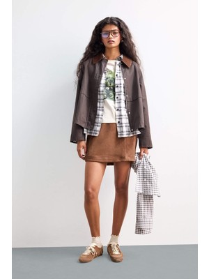 DeFacto A Kesim Normal Bel Mini Süet Etek G0848AX25AU