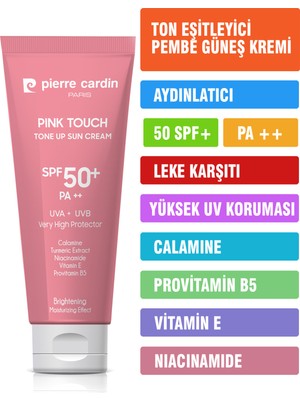 Pierre Cardin Pink Touch Ton Eşitleyici Yüz Güneş Kremi SPF50+/PA++ Tüm Cilt Tipleri İçin 50 ml