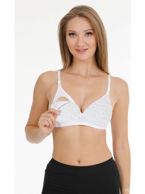Parlingerie Dantelli Kaplı Kadın Emzirme Sütyeni Beyaz 85 Beden Nefes Alabilir Pamuklu Kumaş ile Rahatlık