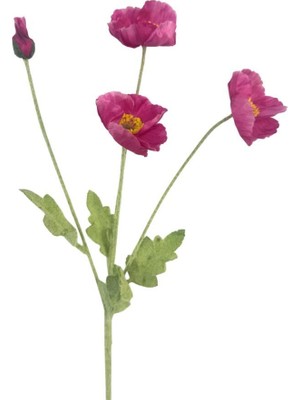 Yapay Çiçek Gelincik Çiçeği Fuşya Renk 3 Çiçek 1 Tomurcuk 59CM