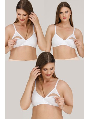 Parlingerie 3'lü Emzirme Sütyeni Yumuşak Dokulu Nefes Alabilir Pamuk 3 Adet Set