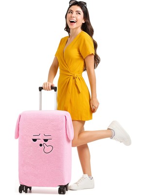 Pababo Şaşkın Yüz Desenli Bavul-Valiz Koruyucu Kılıf | Seyahatlere Neşe Katın