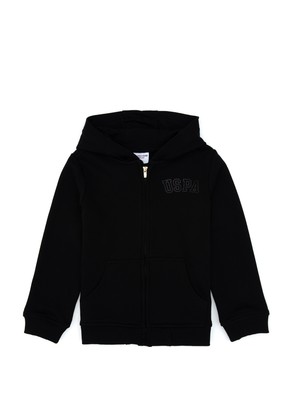 U.S. Polo Assn. Kız Çocuk Siyah Kapüşonlu Fermuarlı Basic Sweatshirt 50316837-VR046
