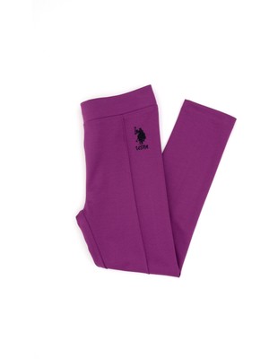 U.S. Polo Assn. Kız Çocuk Menekşe Nervürlü İnterlok Tayt 50316891-VR037
