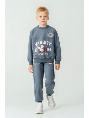 Erkek Çocuk Varsity Baskılı Alt Üst Eşofman Takımı AK7959