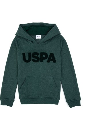 U.S. Polo Assn. Erkek Çocuk Koyu Yeşil Basic Kapüşonlu Sweatshirt 50307721-VR079