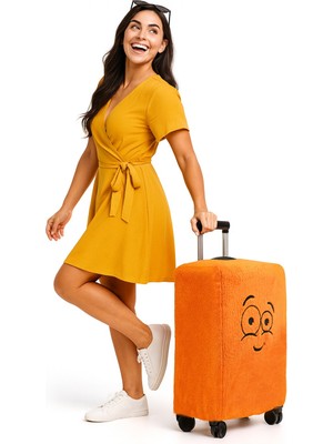 Pababo Gülen Yüz Desenli Bavul-Valiz Koruyucu Kılıf | Seyahatlere Neşe Katın