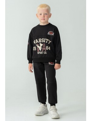 Erkek Çocuk Varsity Baskılı Alt Üst Eşofman Takımı AK7959