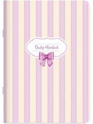 Kareli Kuşe Kapak Kurdele Stickerli Defter 18,5 x 26 cm - Mor Kurdele