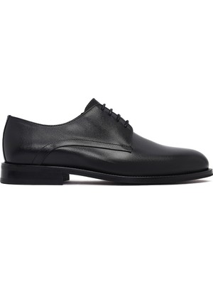 Erkek Siyah Bağcıklı Deri Klasik Ayakkabı 25WFD621618