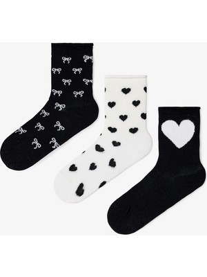Love Bows Kız Çocuk Fiyonklu Pamuklu 4'lü Soket Çorap