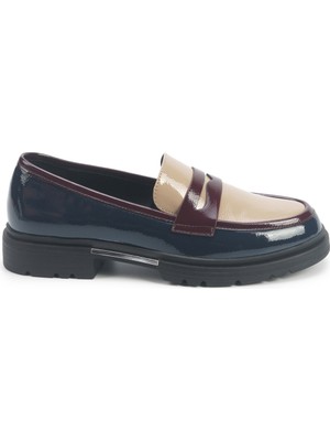 Nine West Lacivert Kadın Loafer Düz Taban Suni Deri Konforlu Slip On Ayakkabı