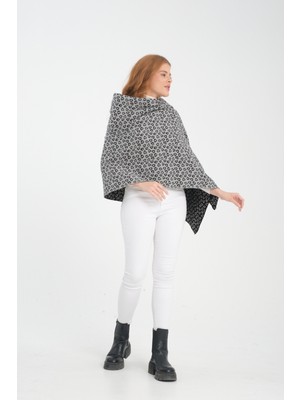 T-Crazy Knitwear Leopar Kışlık Triko Şal, Çift Katlı ve Çift Taraflı Triko Örme Omuz Şalı