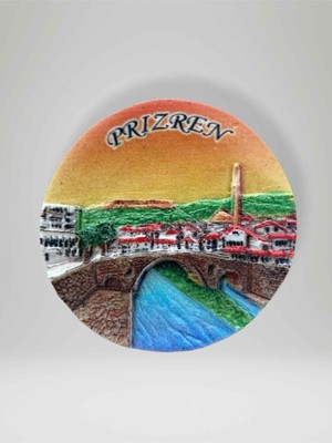 Prizren ( Kosova ) Temalı Polyester Kabartma Magnet Buzdolabı Süsü Mavi